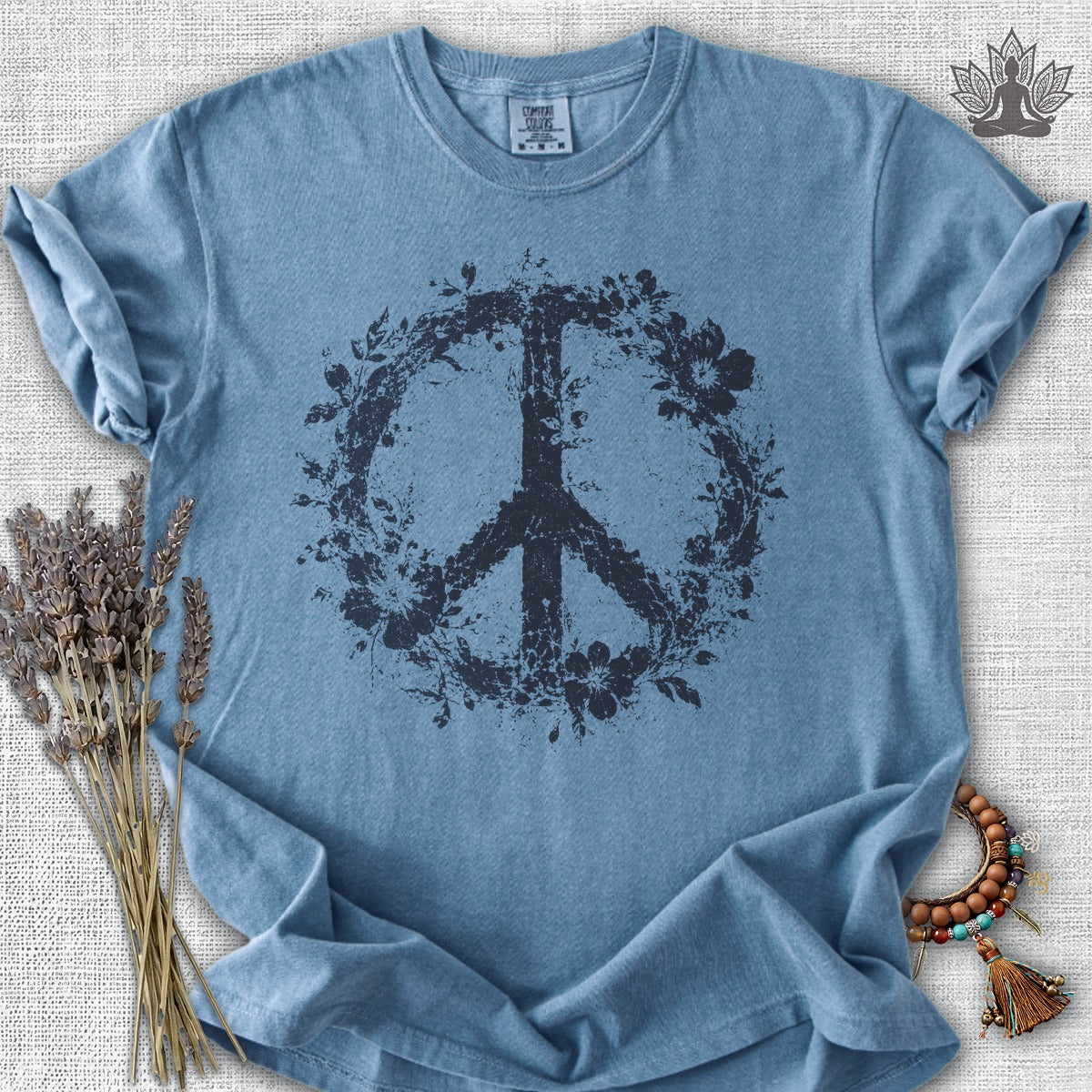 Boho Floral Peace Symbol Comfort Colors® Tee