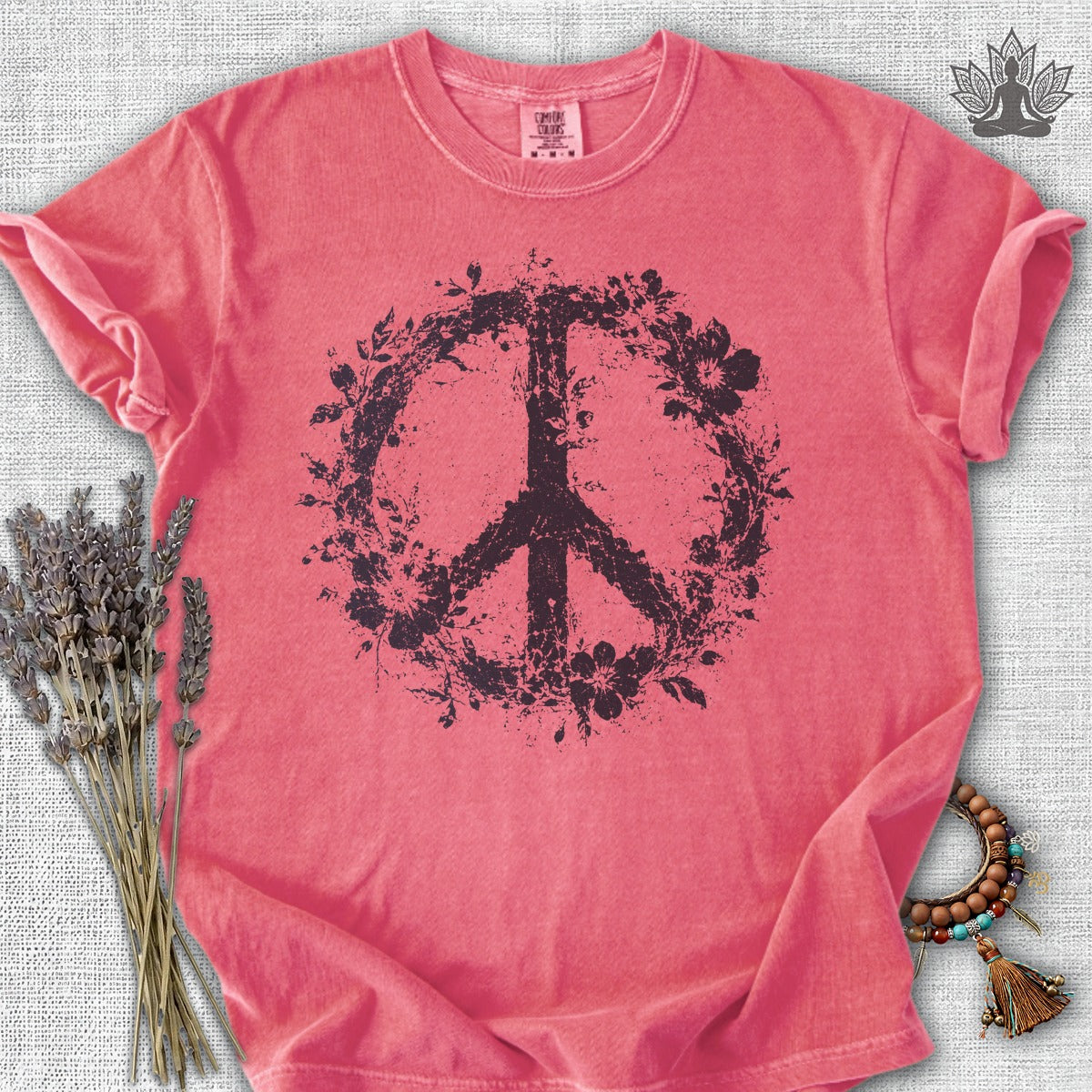 Boho Floral Peace Symbol Comfort Colors® Tee