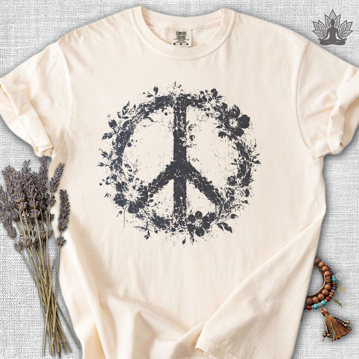 Boho Floral Peace Symbol Comfort Colors® Tee