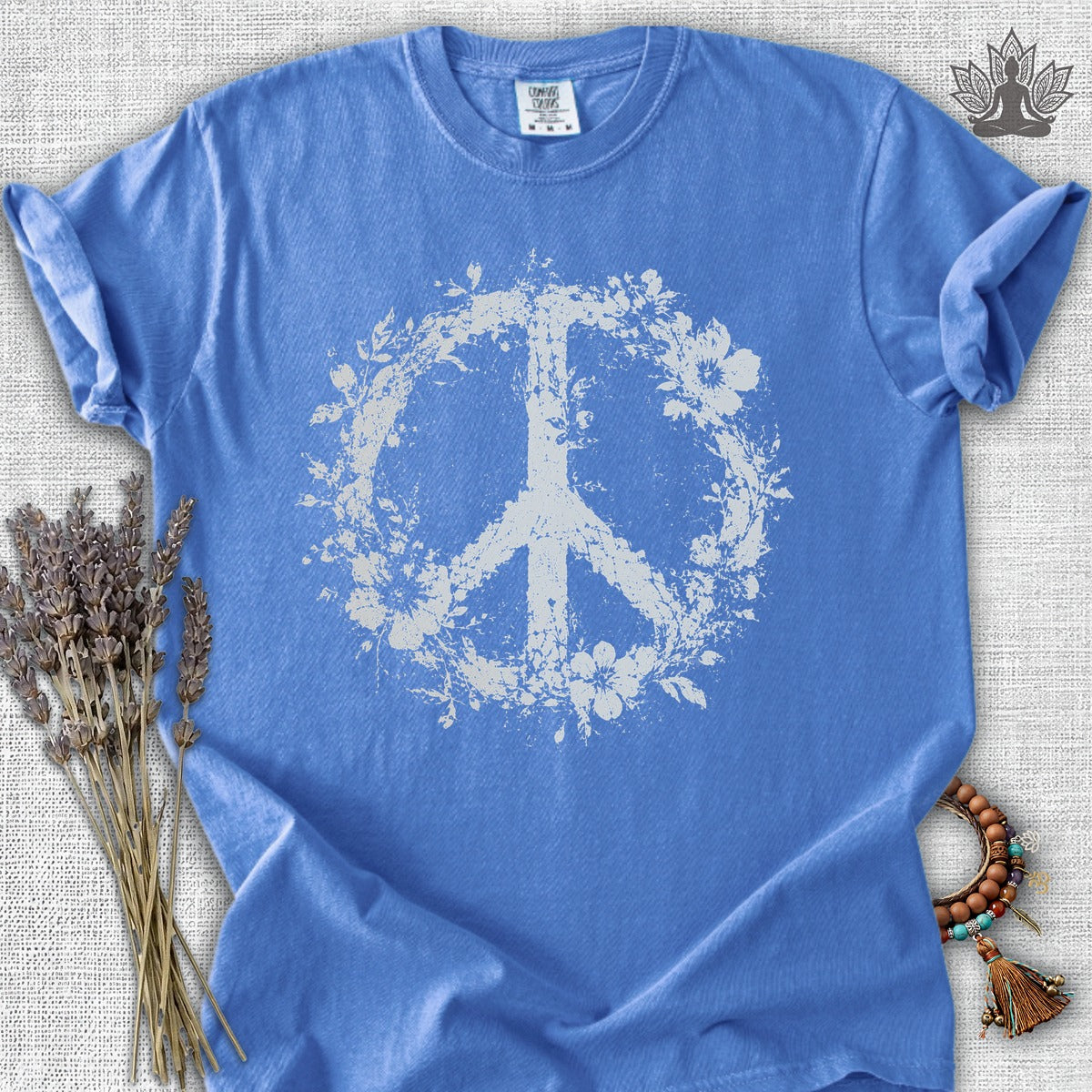 Boho Floral Peace Symbol Comfort Colors® Tee