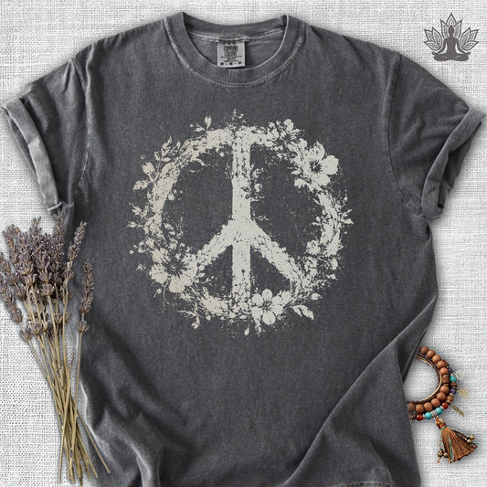 Boho Floral Peace Symbol Comfort Colors® Tee