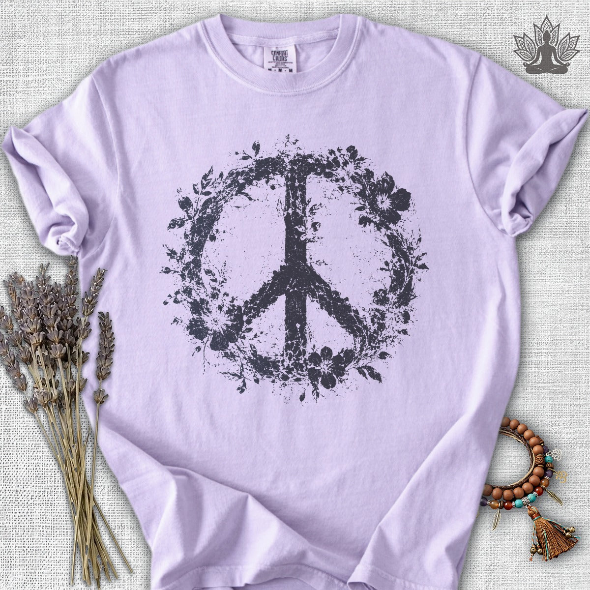 Boho Floral Peace Symbol Comfort Colors® Tee