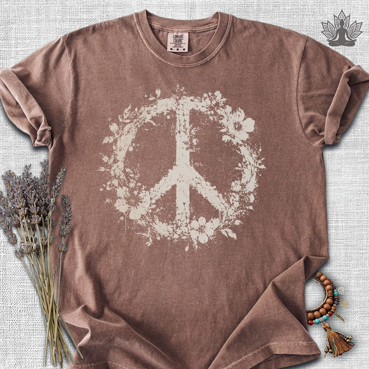 Boho Floral Peace Symbol Comfort Colors® Tee