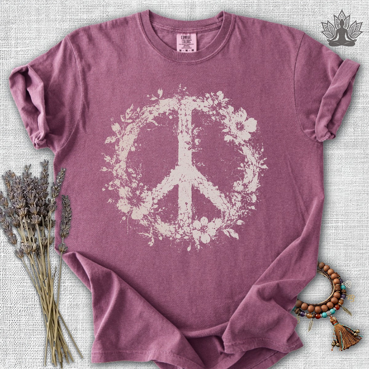 Boho Floral Peace Symbol Comfort Colors® Tee