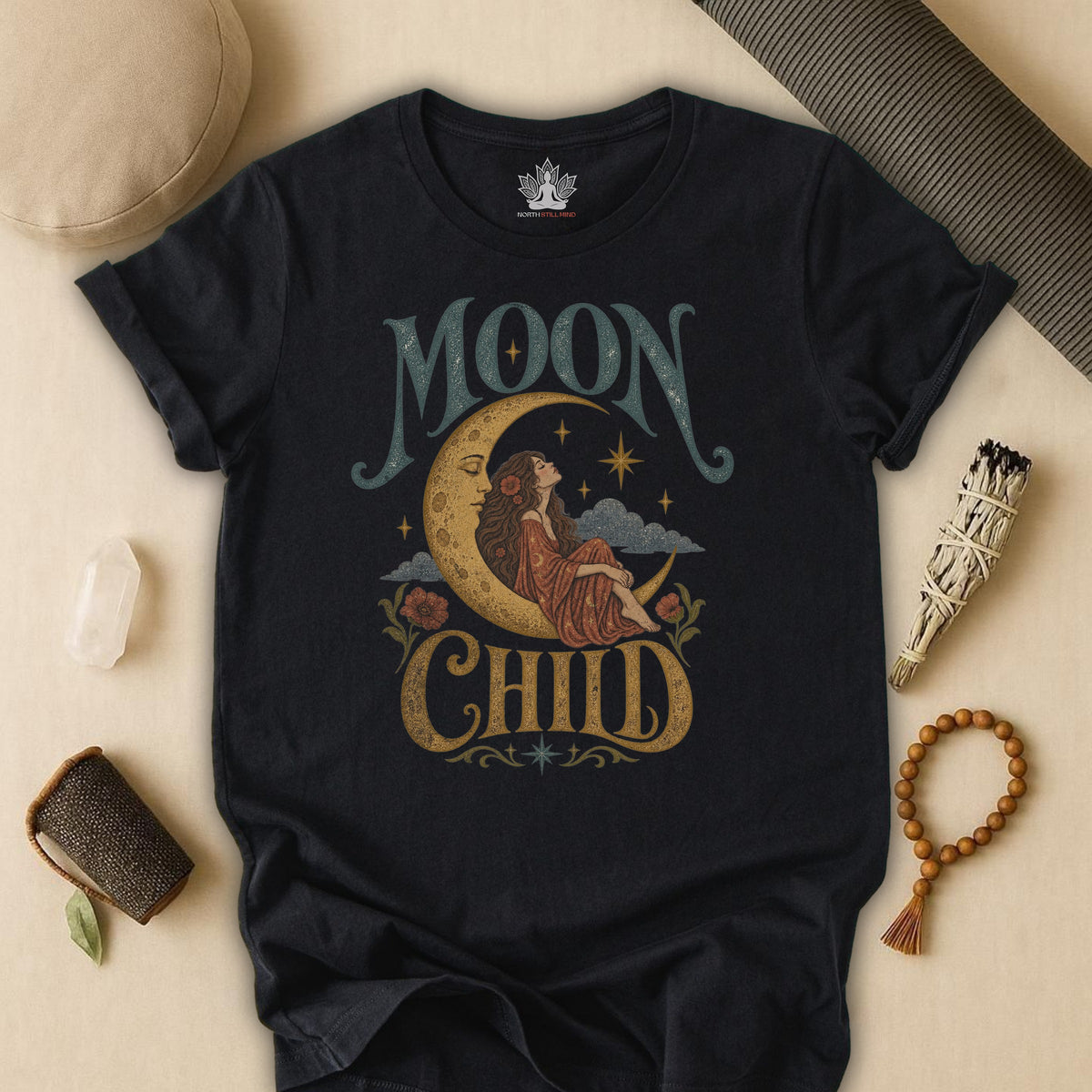 70s Psychedelic Moon Child  Tee