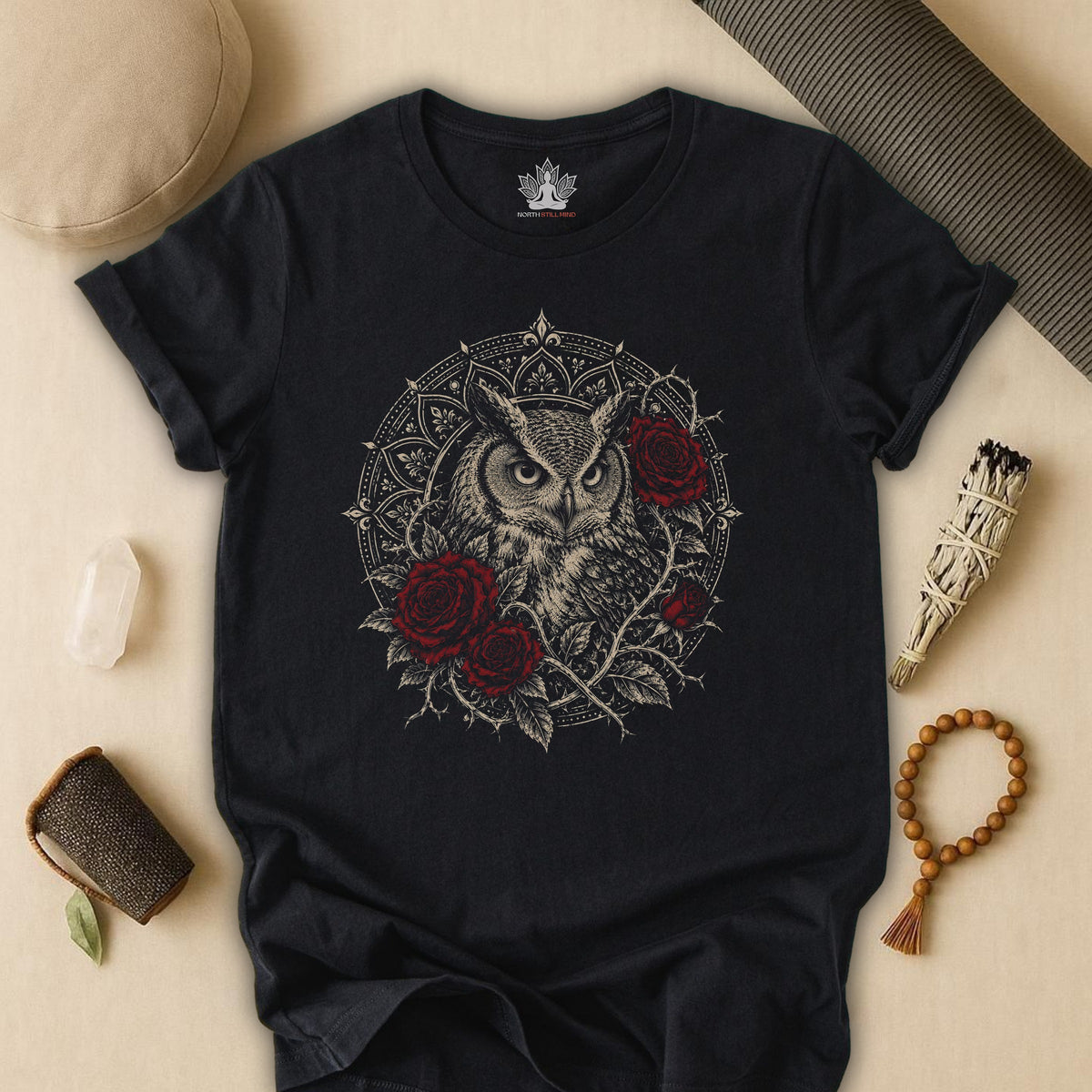 Owl & Roses Mandala Tee
