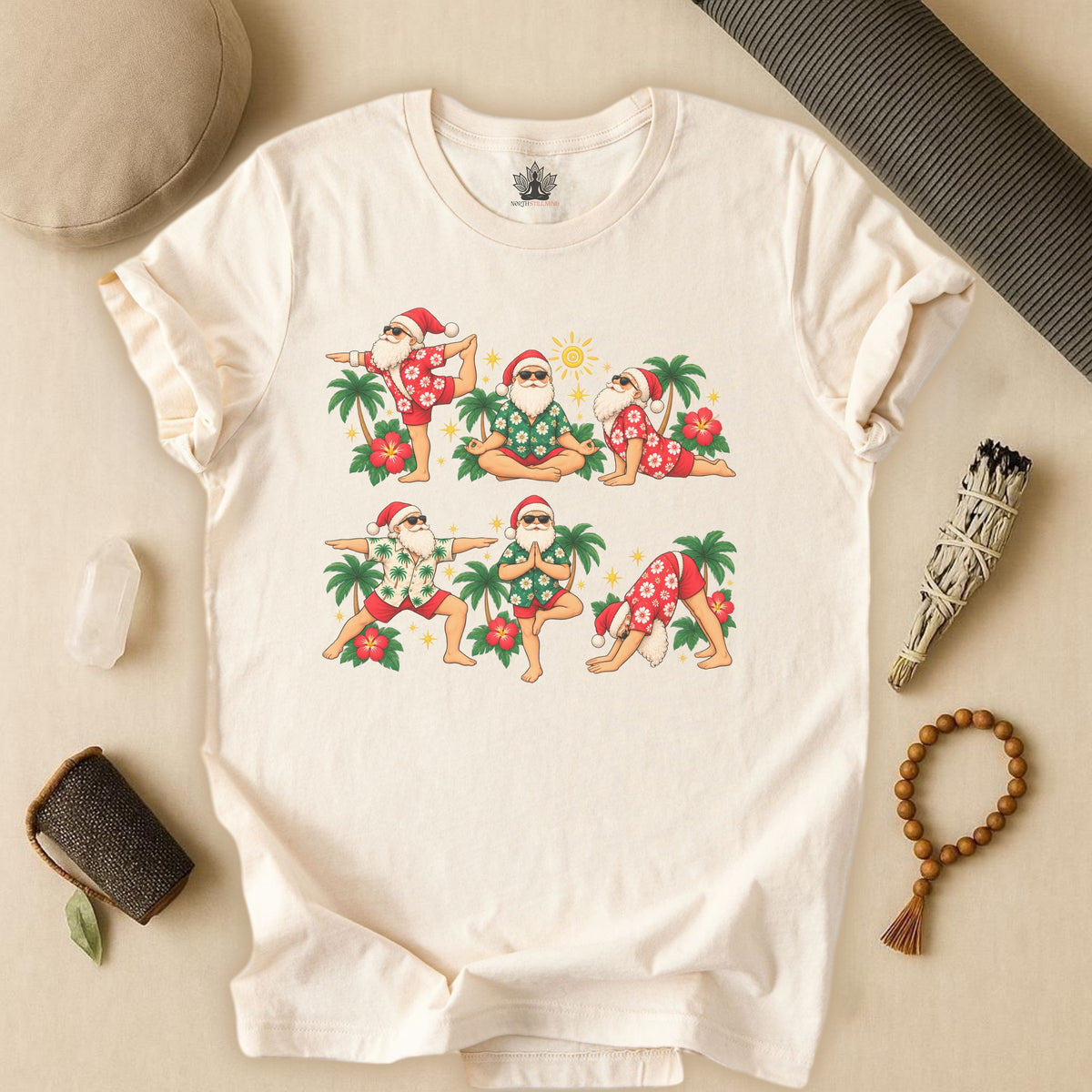 Santa’s Tropical Flow Yoga Christmas Tee