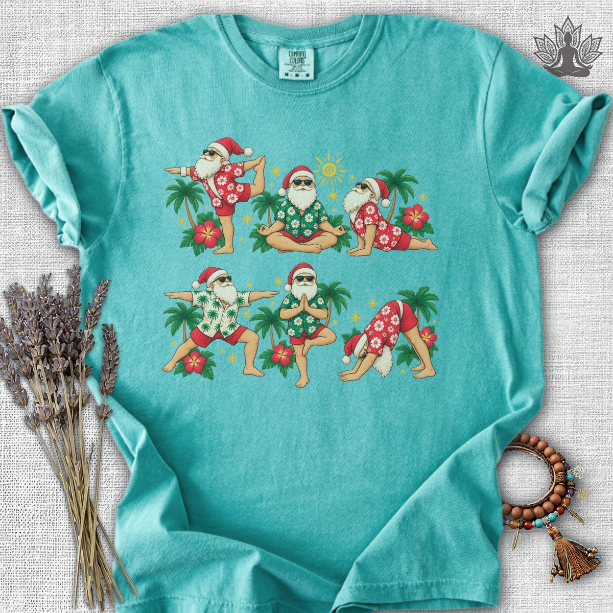 Santa’s Tropical Flow Yoga Christmas Comfort Colors® Tee