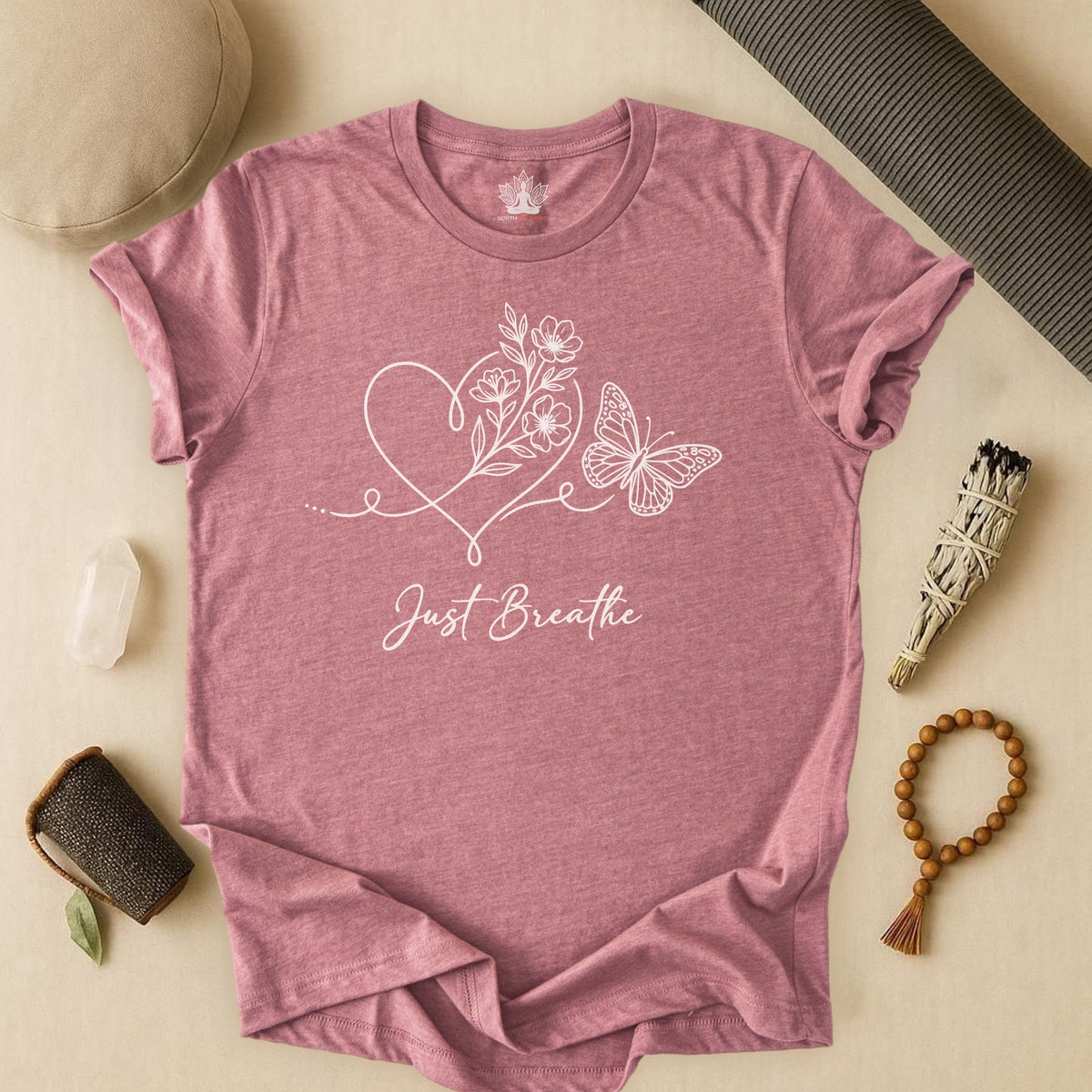 Just Breathe Heart & Butterfly Tee