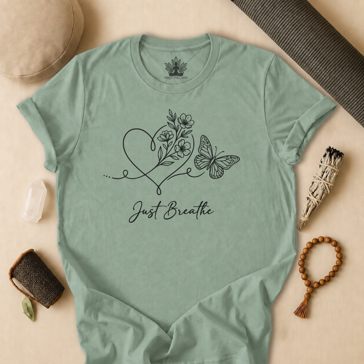 Just Breathe Heart & Butterfly Tee