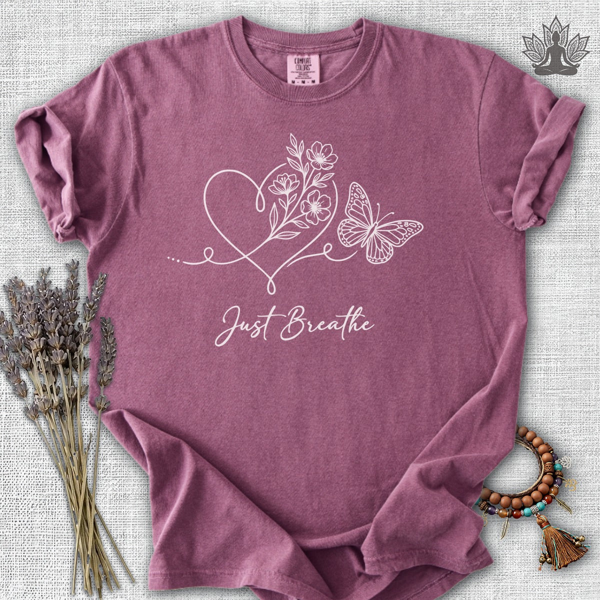 Just Breathe Heart & Butterfly Comfort Colors® Tee