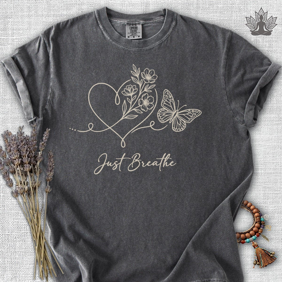 Just Breathe Heart & Butterfly Comfort Colors® Tee