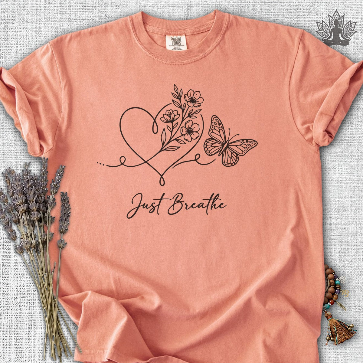 Just Breathe Heart & Butterfly Comfort Colors® Tee