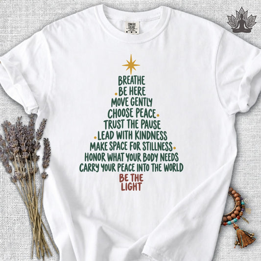 Be the Light Mindfulness Christmas Tree Comfort Colors® Tee