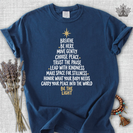 Be the Light Mindfulness Christmas Tree Comfort Colors® Tee