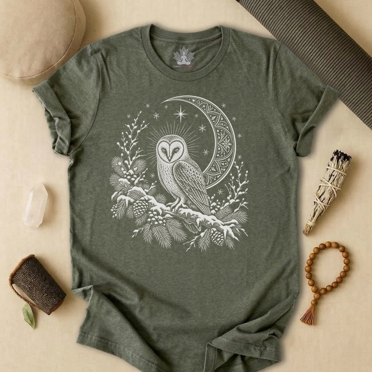 Winter Owl Mandala Moonlight Tee