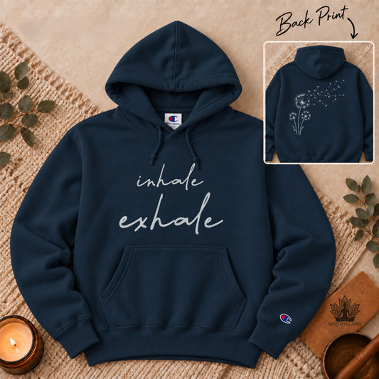 Inhale Exhale - Dandelion Back Print Champion® Hoodie