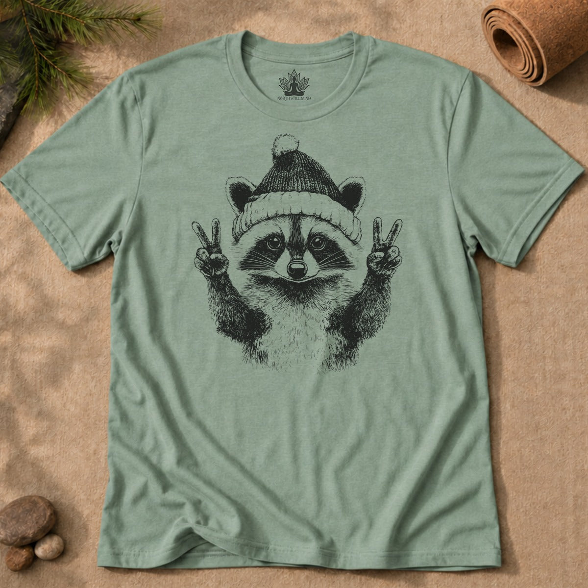 Peace Holidays Raccoon Men Tee