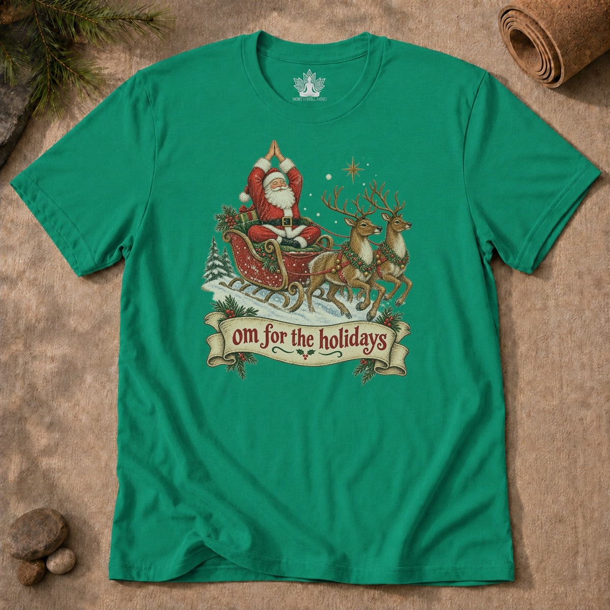 Om For The Holidays Santa Men Tee