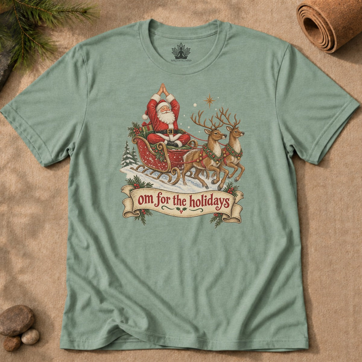 Om For The Holidays Santa Men Tee