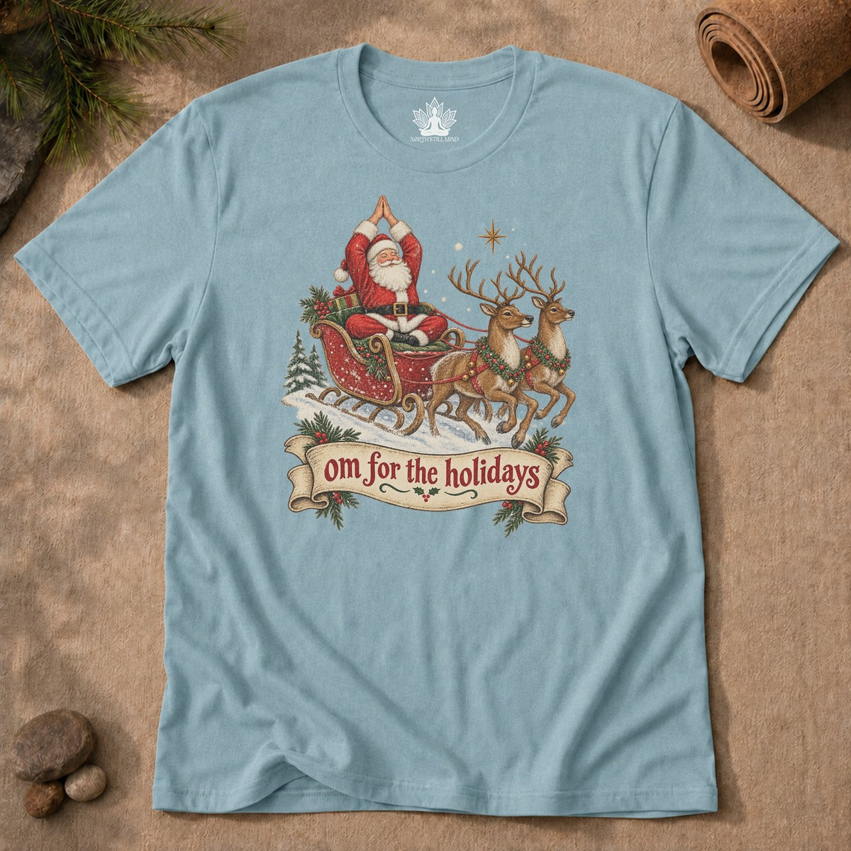 Om For The Holidays Santa Men Tee