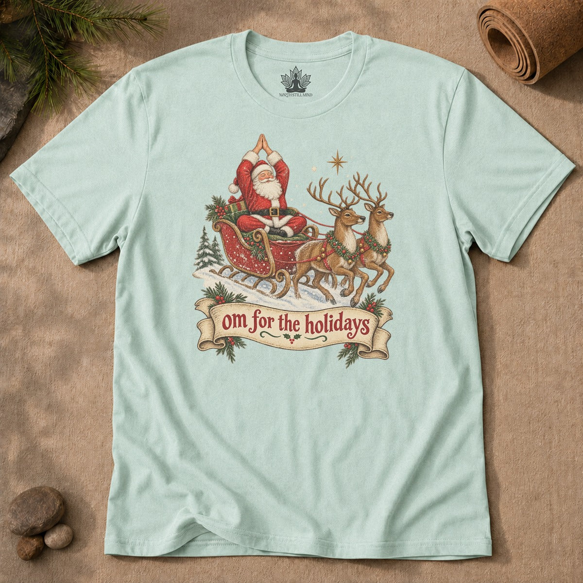 Om For The Holidays Santa Men Tee