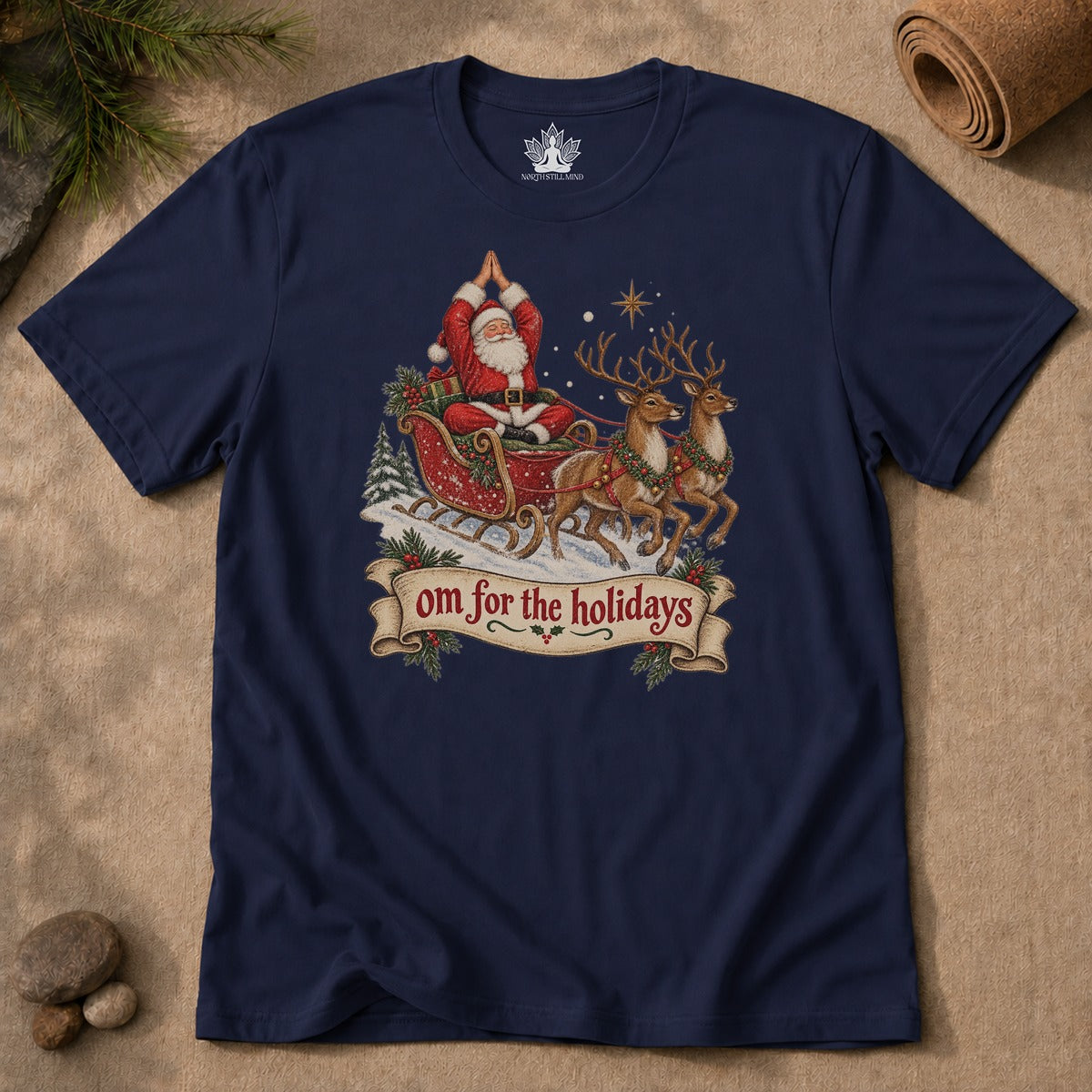 Om For The Holidays Santa Men Tee