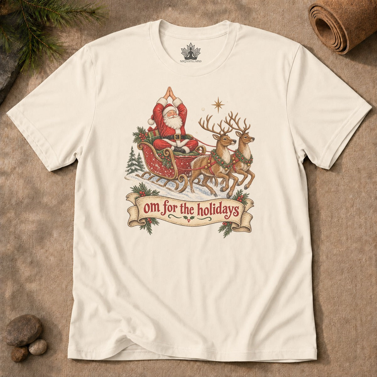 Om For The Holidays Santa Men Tee