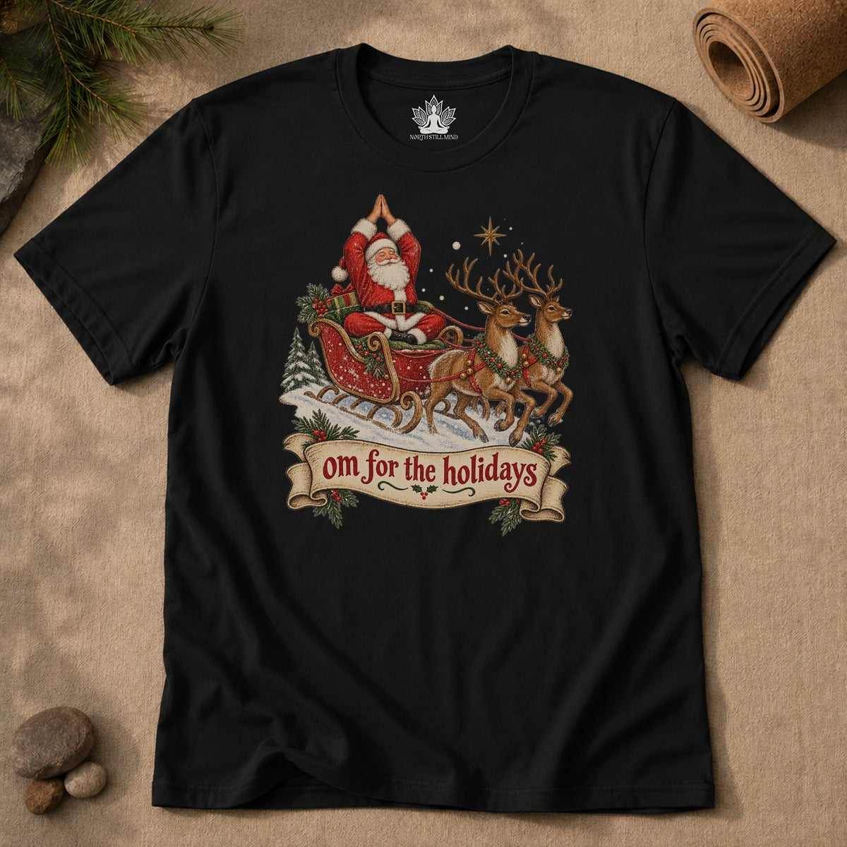Om For The Holidays Santa Men Tee