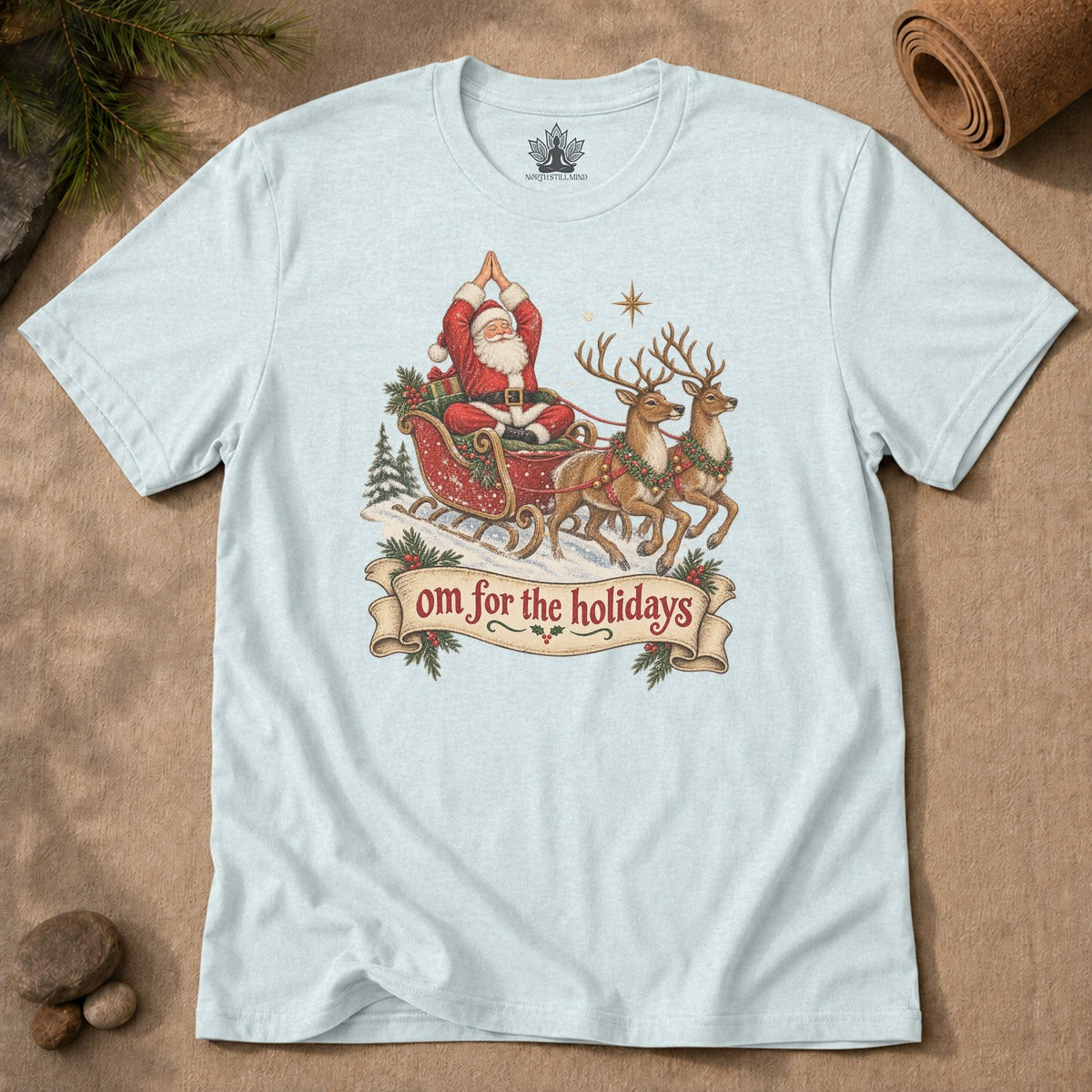 Om For The Holidays Santa Men Tee