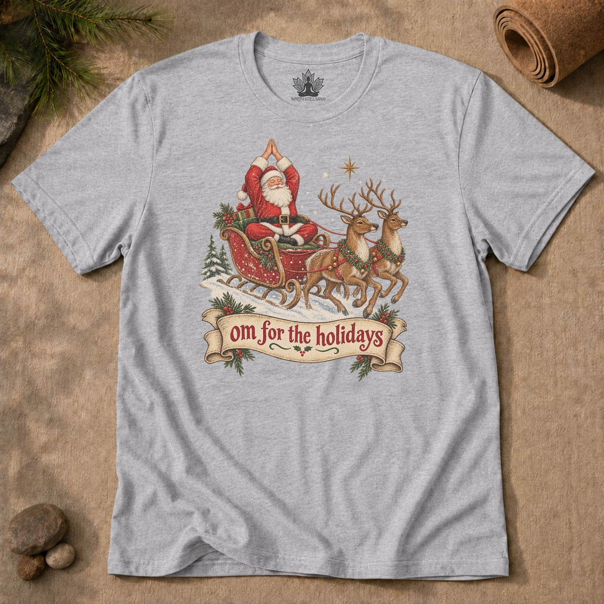 Om For The Holidays Santa Men Tee