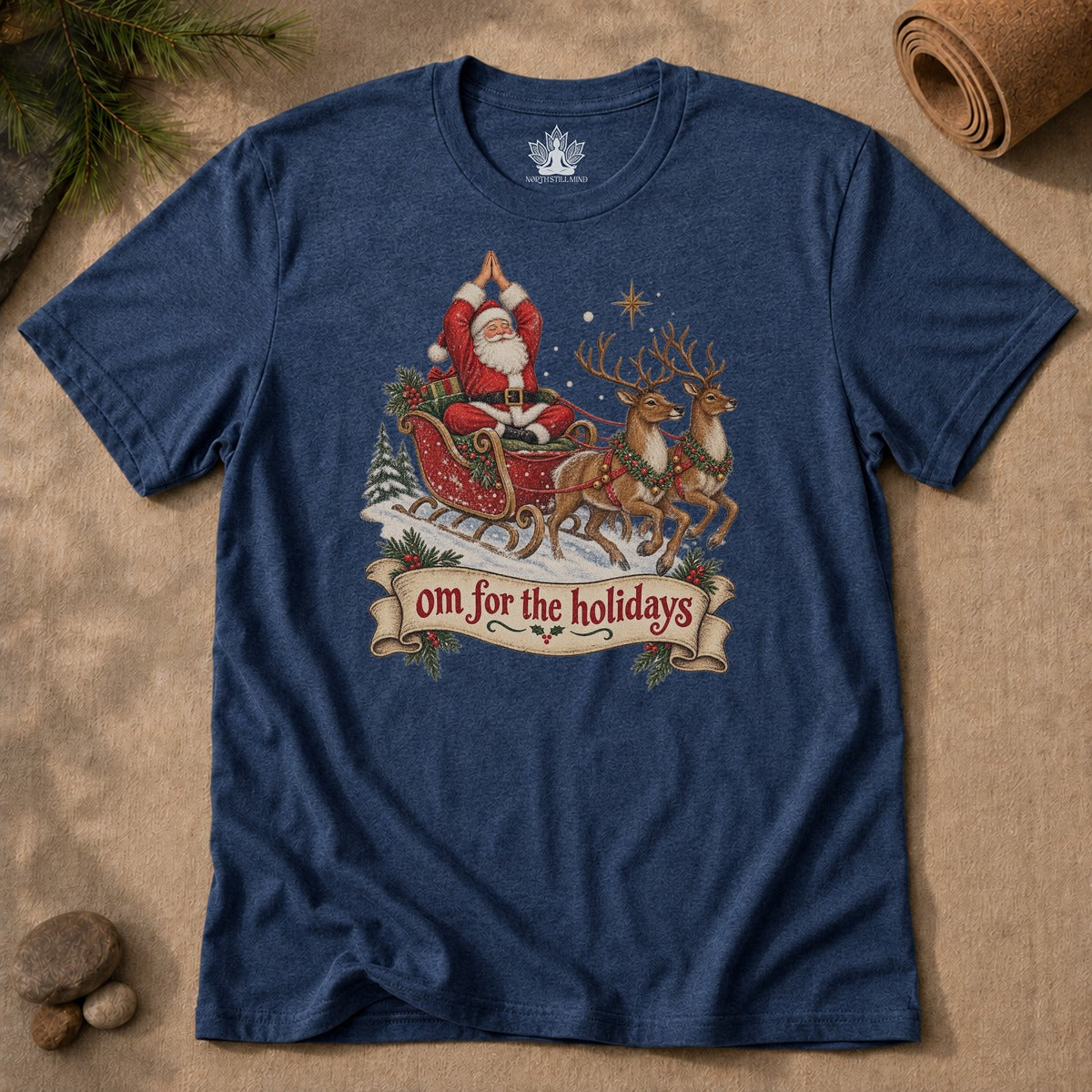 Om For The Holidays Santa Men Tee