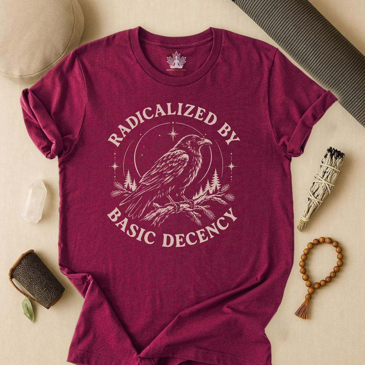 Radicalized By Basic Decency Crow Tee