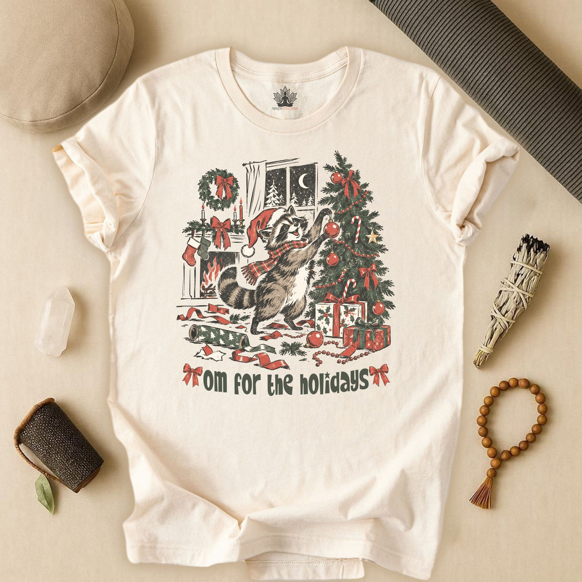 Om For The Holidays Raccoon Tee