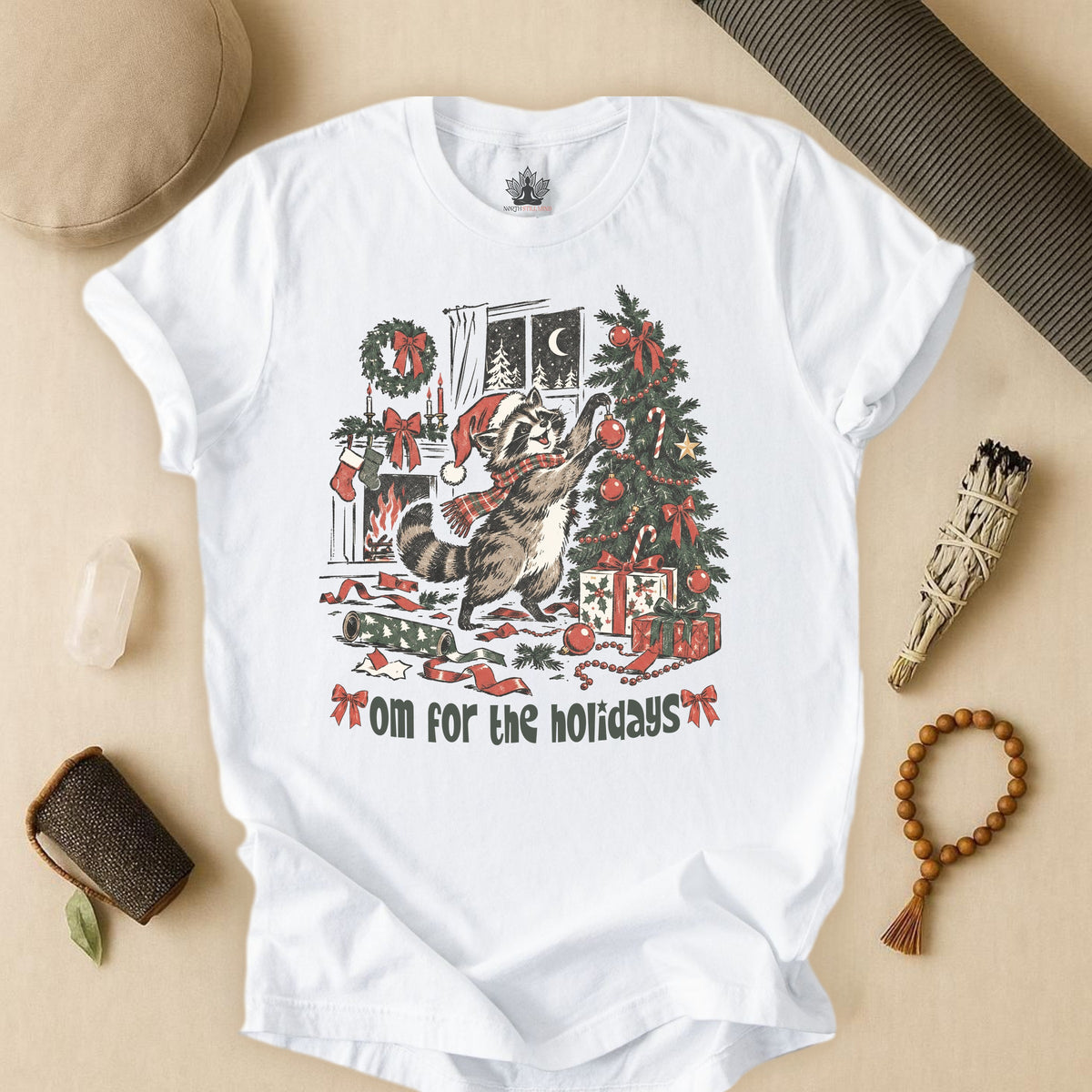 Om For The Holidays Raccoon Tee