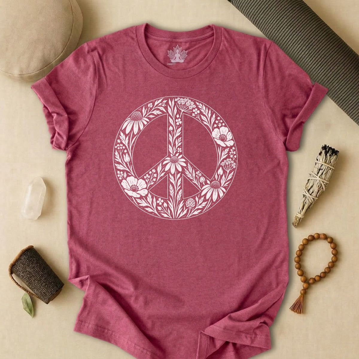 Boho Wildflowers Peace Symbol Tee