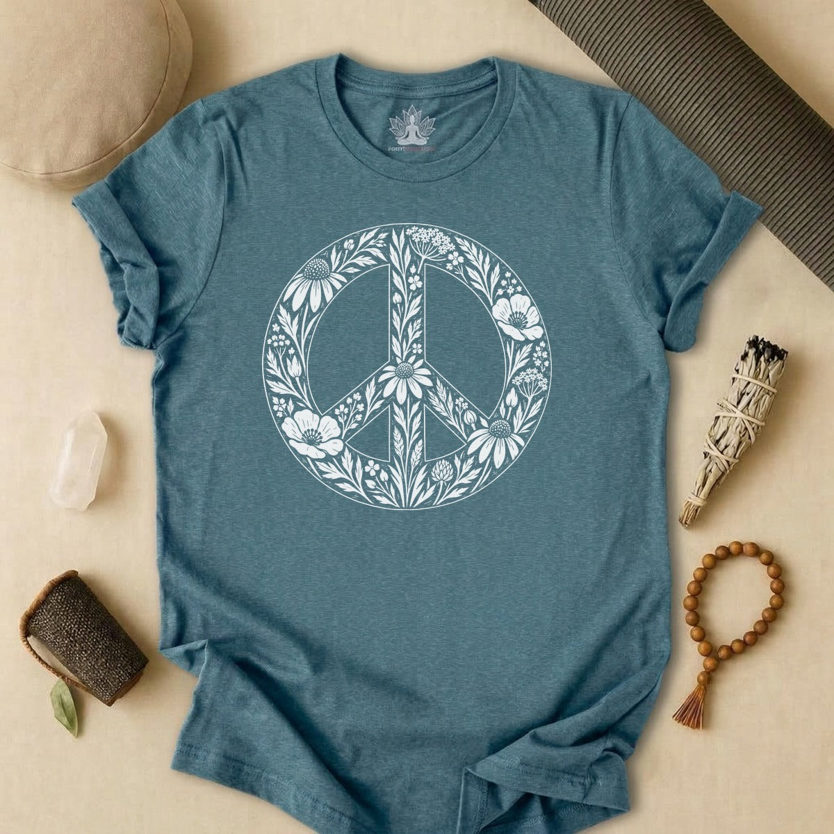 Boho Wildflowers Peace Symbol Tee