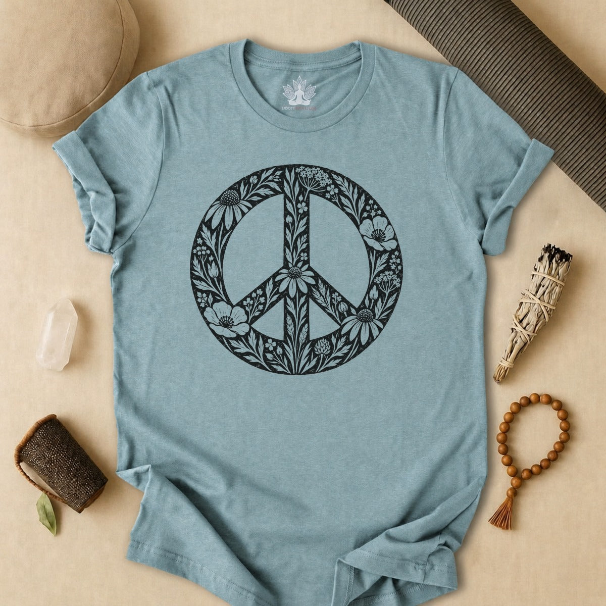 Boho Wildflowers Peace Symbol Tee