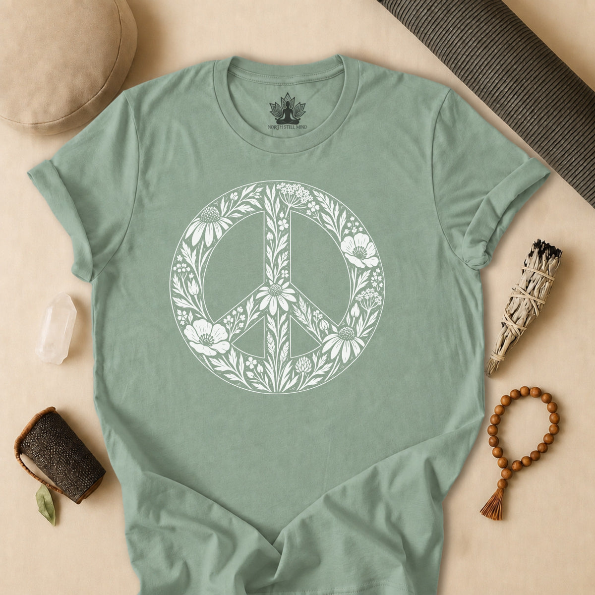 Boho Wildflowers Peace Symbol Tee