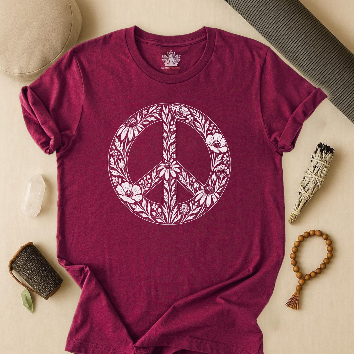 Boho Wildflowers Peace Symbol Tee