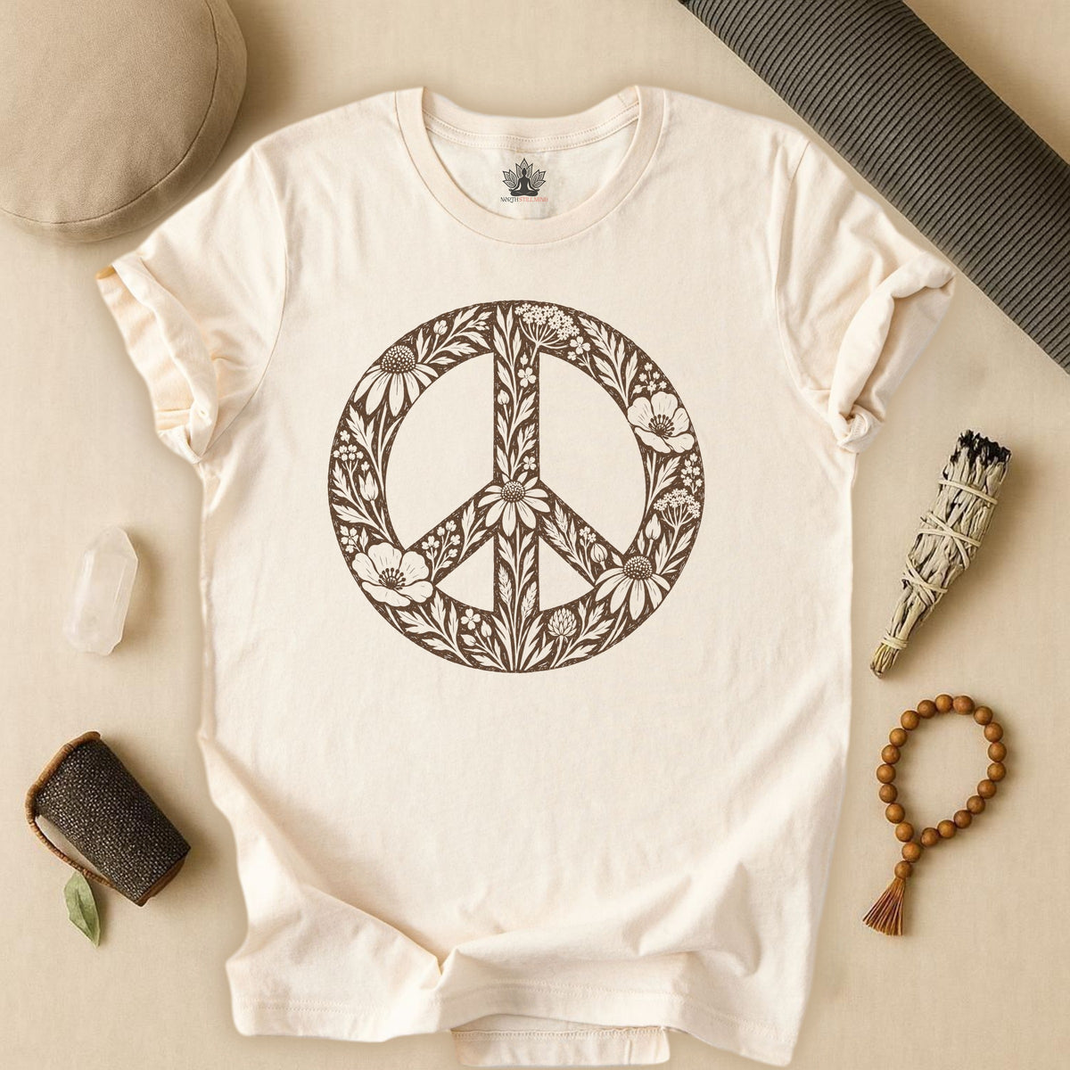 Boho Wildflowers Peace Symbol Tee
