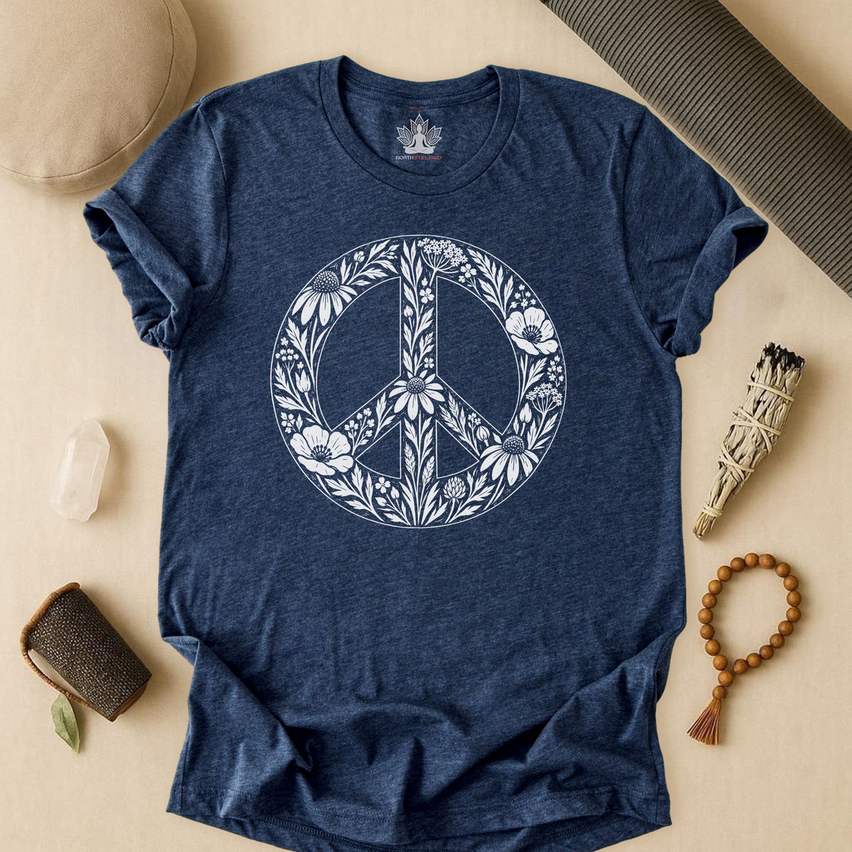 Boho Wildflowers Peace Symbol Tee