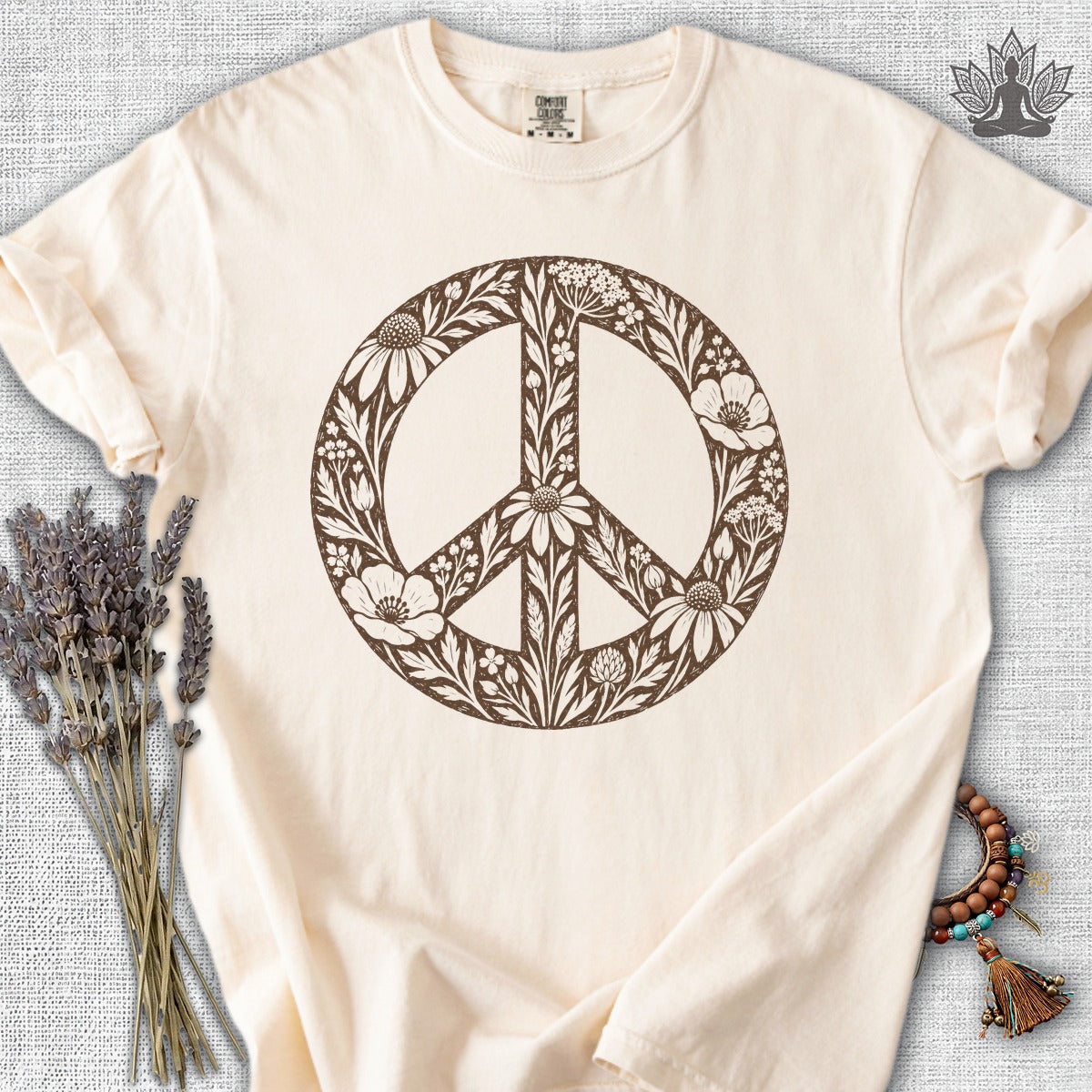 Boho Wildflowers Peace Symbol Comfort Colors® Tee