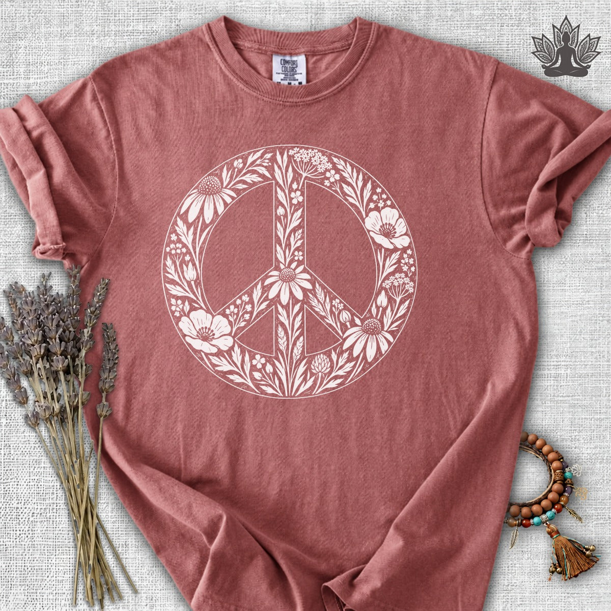 Boho Wildflowers Peace Symbol Comfort Colors® Tee
