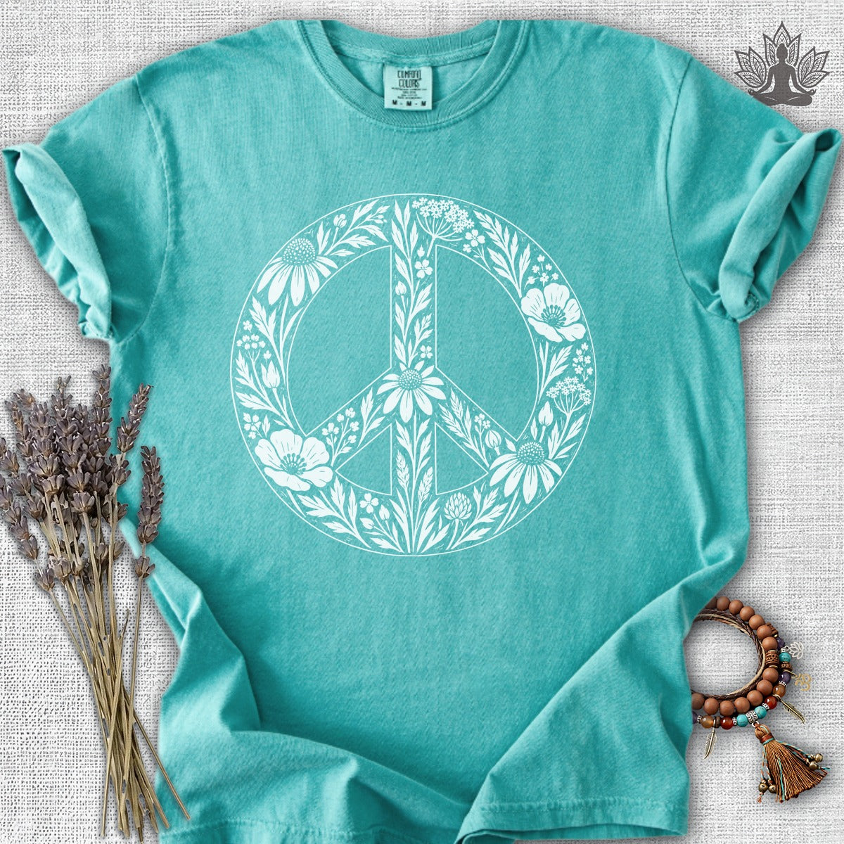 Boho Wildflowers Peace Symbol Comfort Colors® Tee