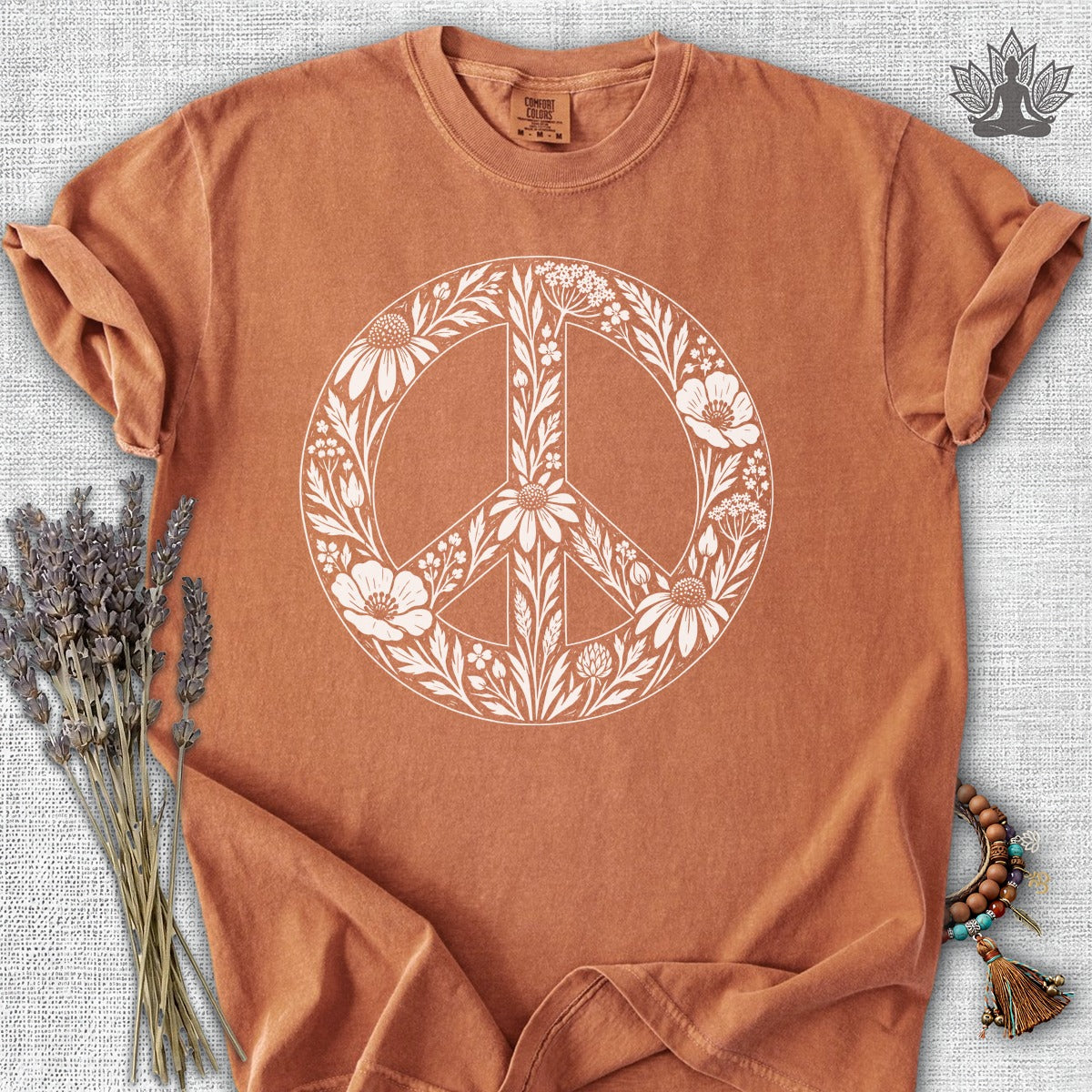 Boho Wildflowers Peace Symbol Comfort Colors® Tee