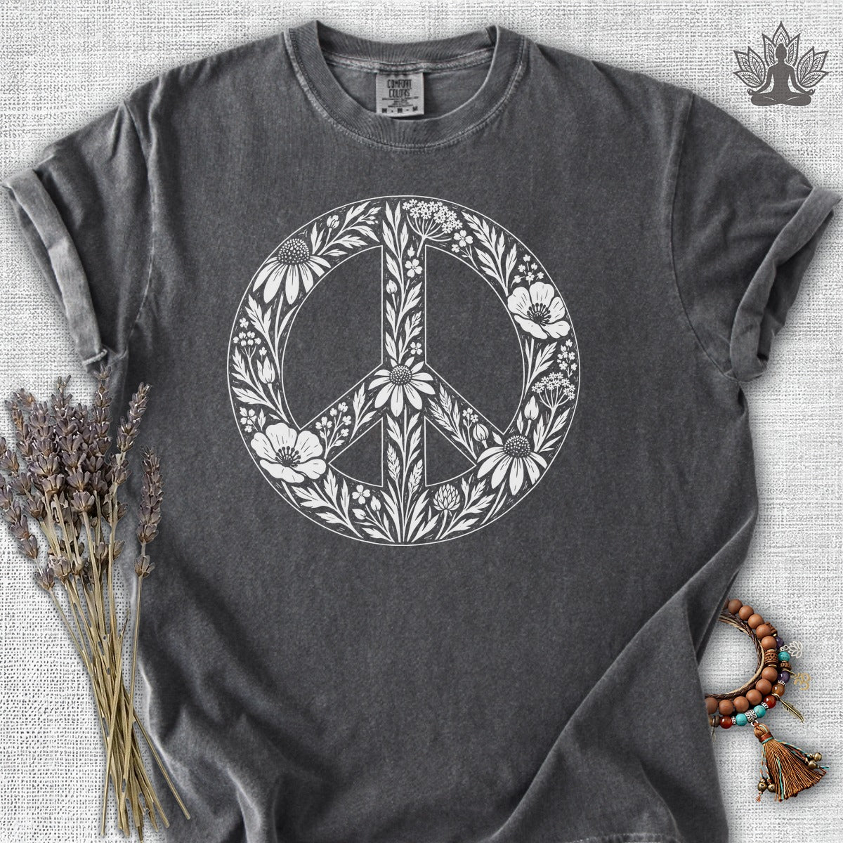 Boho Wildflowers Peace Symbol Comfort Colors® Tee