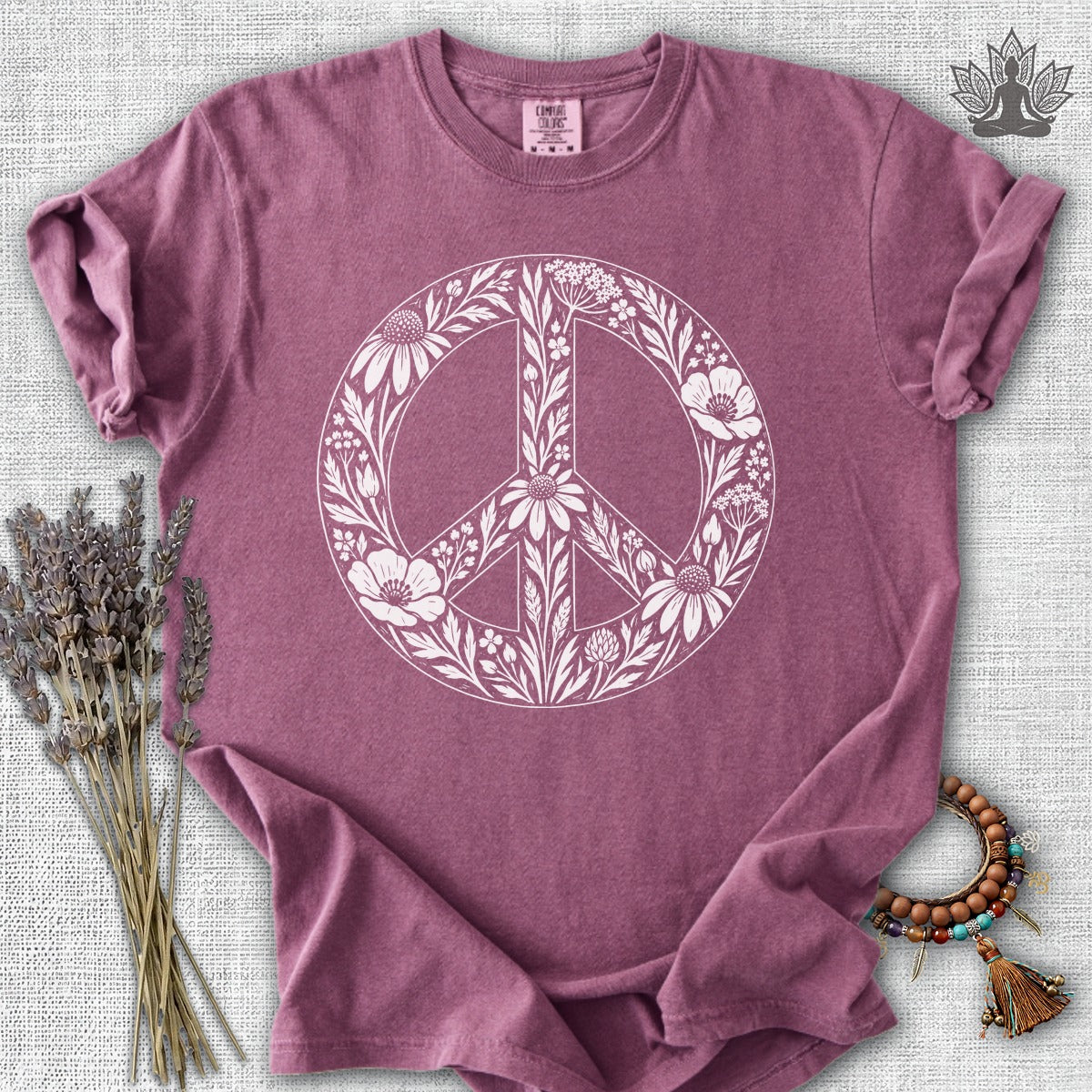 Boho Wildflowers Peace Symbol Comfort Colors® Tee