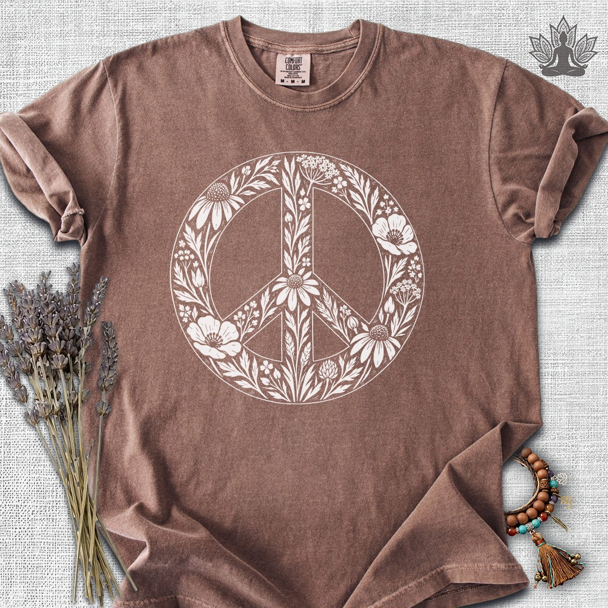 Boho Wildflowers Peace Symbol Comfort Colors® Tee