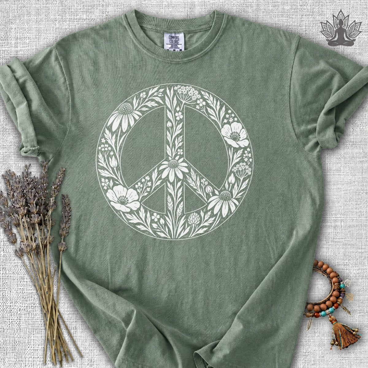 Boho Wildflowers Peace Symbol Comfort Colors® Tee